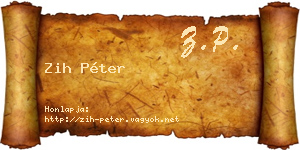 Zih Péter névjegykártya